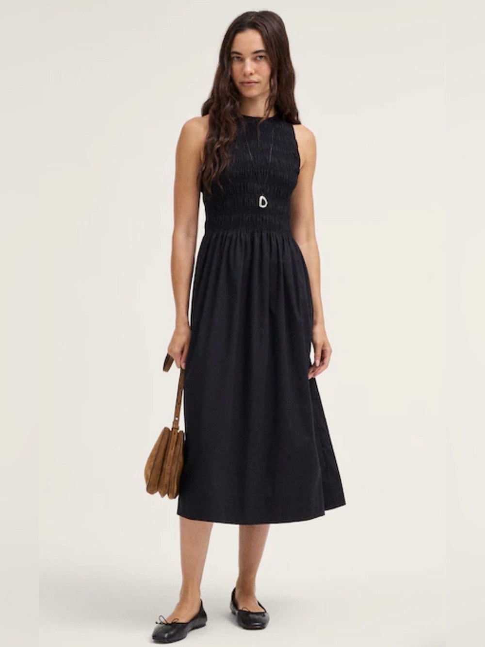 Madewell Smocked Racerback Midi Dress Small